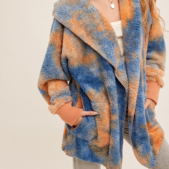 NEW Boutique Hooded Boho Teddy Jacket Cozy Sherpa Fleece Weekend Furry Soft Warm - Picture 5 of 6